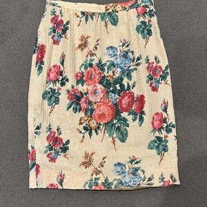 Vintage 80s Ungaro floral sequin pencil skirt